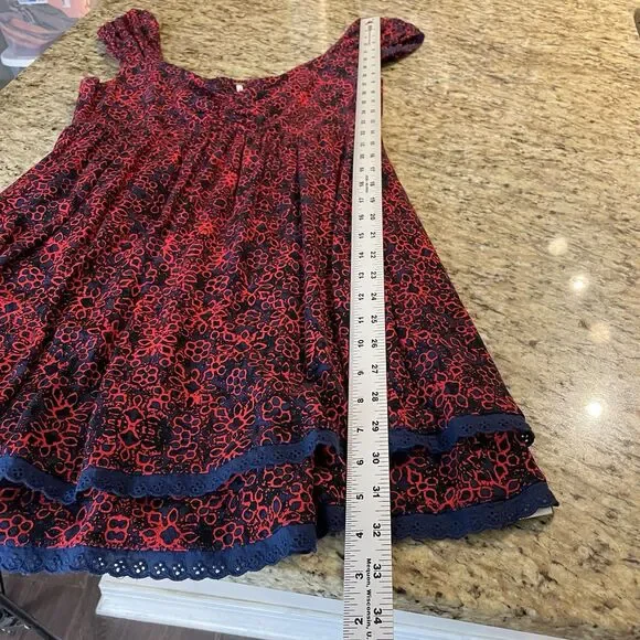 Free People Tabitha Mini Babydoll Boho Dress Cap Sleeve Floral Red Size M - Picture 4 of 11